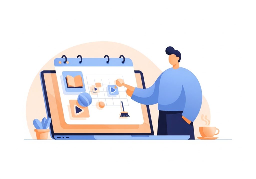 Illustration of a digital calendar for planning summer schedules