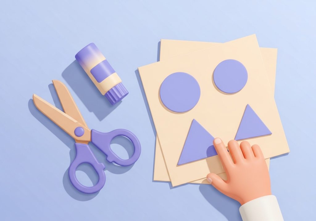 Vector illustration of fine motor craft supplies for summer activities