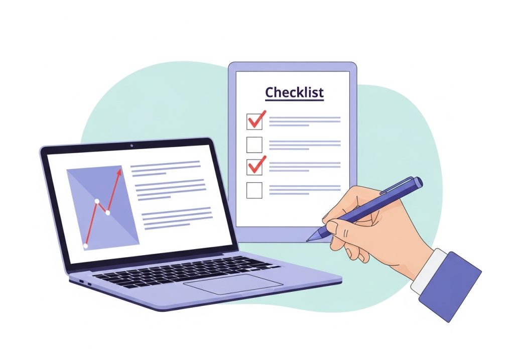 A clean, user-friendly format for a developmental milestones checklist shown in a vector illustration.