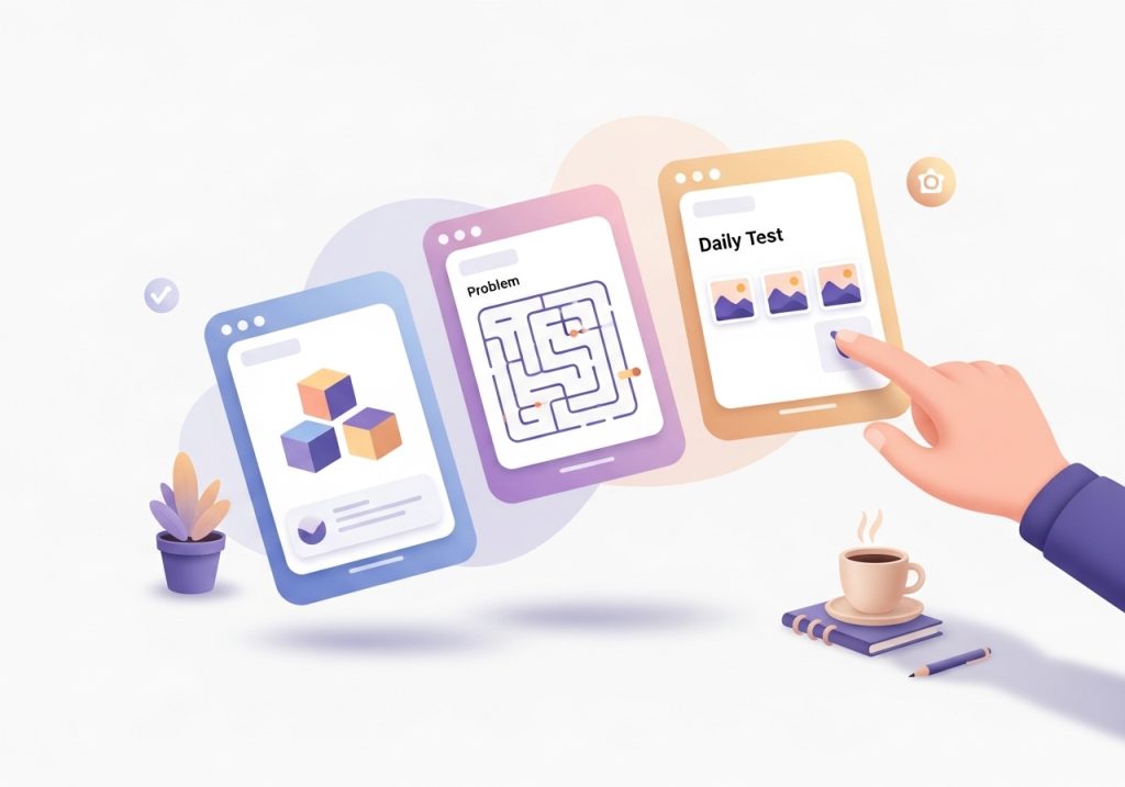 A graphic showing different types of developmentally appropriate problem solving activities like puzzles and sequencing tasks.