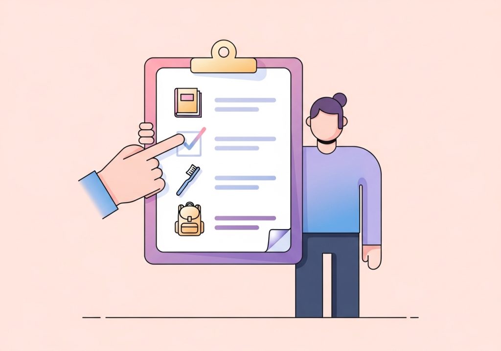 A visual schedule checklist representing the development of executive functioning skills like planning and organization.