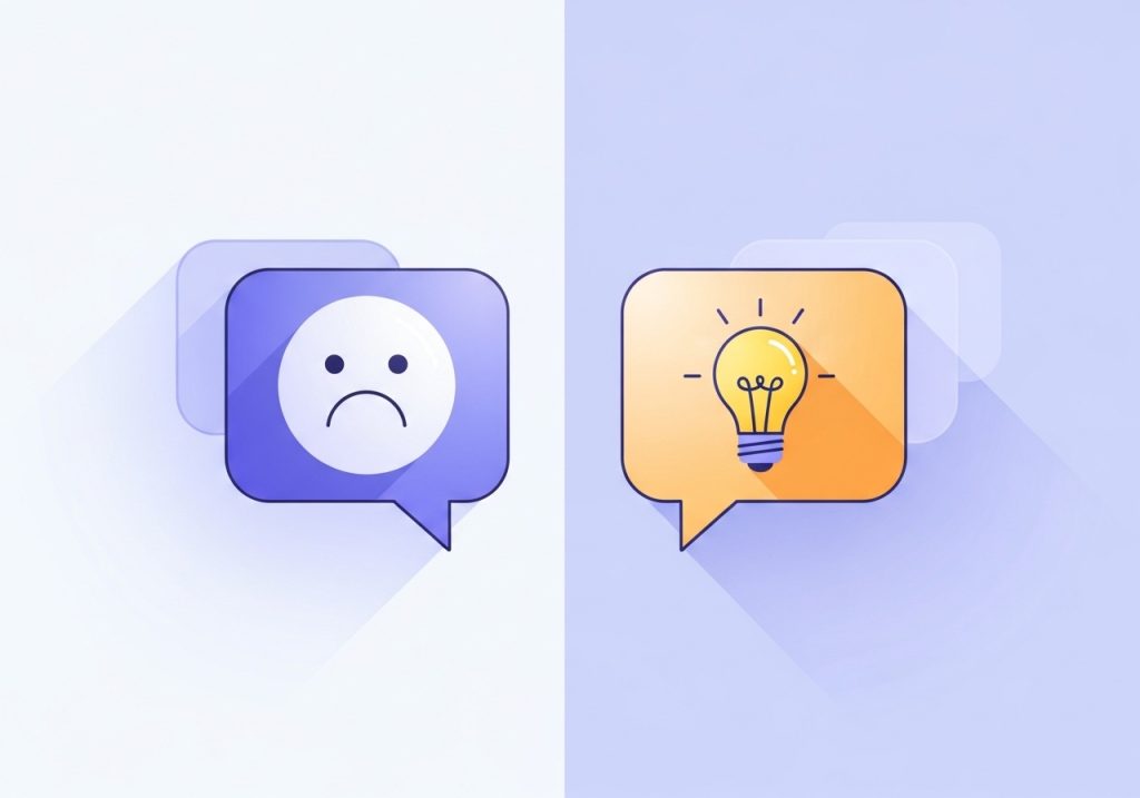 An illustration comparing fixed mindset language with growth mindset language using speech bubbles.