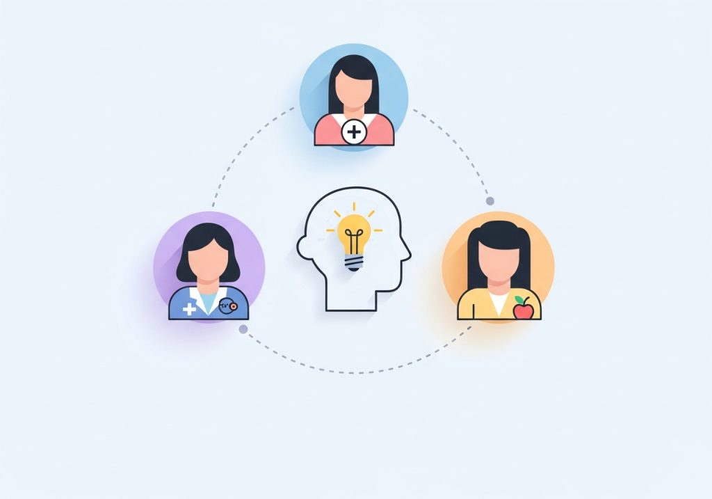 A diagram showing the collaborative team of an OT, teacher, and parent working together to support a child's learning.