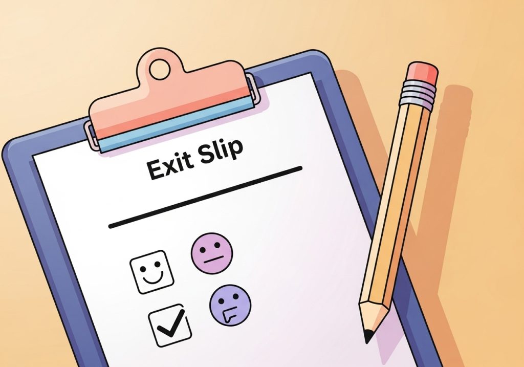 An illustration of an exit slip, a type of formative assessment used to check for understanding.