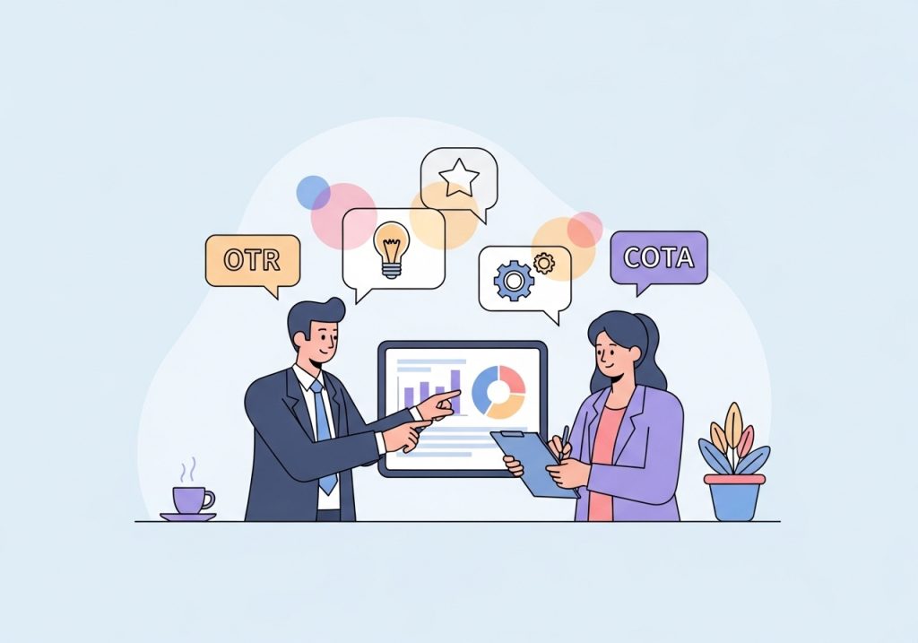 An illustration of an OTR and a COTA collaborating, representing the different professional credentials in occupational therapy.