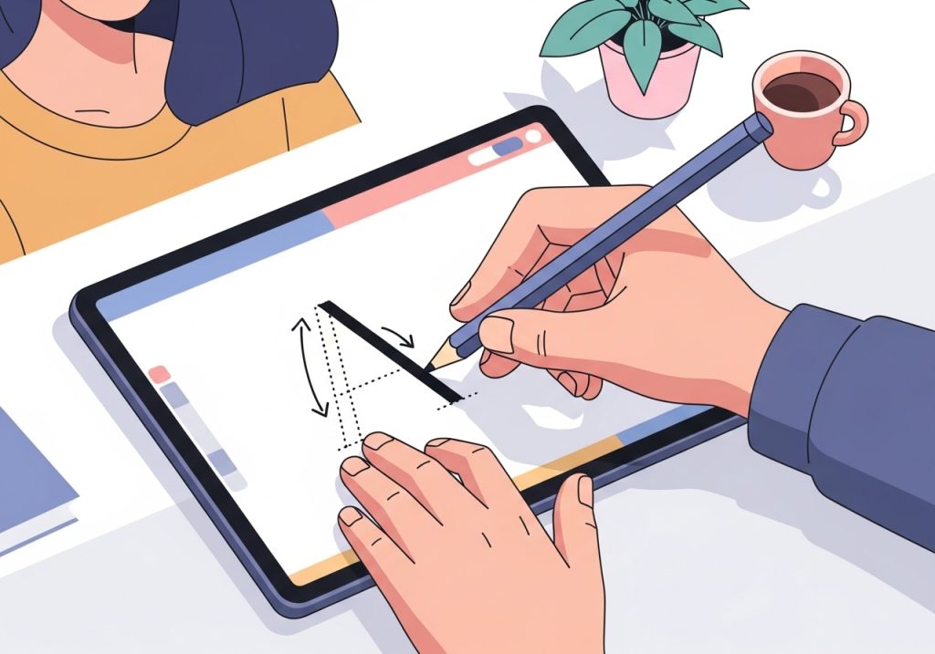 A hand tracing the proper formation of the letter 'A' with directional arrows, a key step in learning how to improve handwriting.