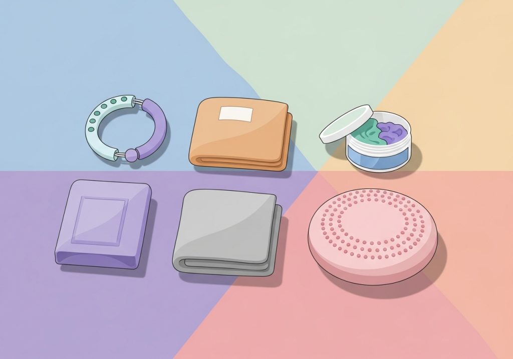 A collection of safe sensory tools used as appropriate inputs for sensory seeking behaviors.