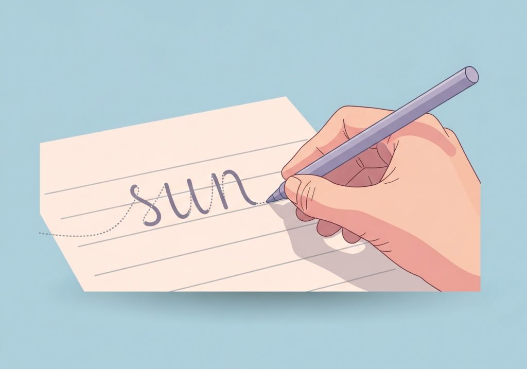 Illustration of lowercase cursive letters being connected to form a word, demonstrating cursive flow.