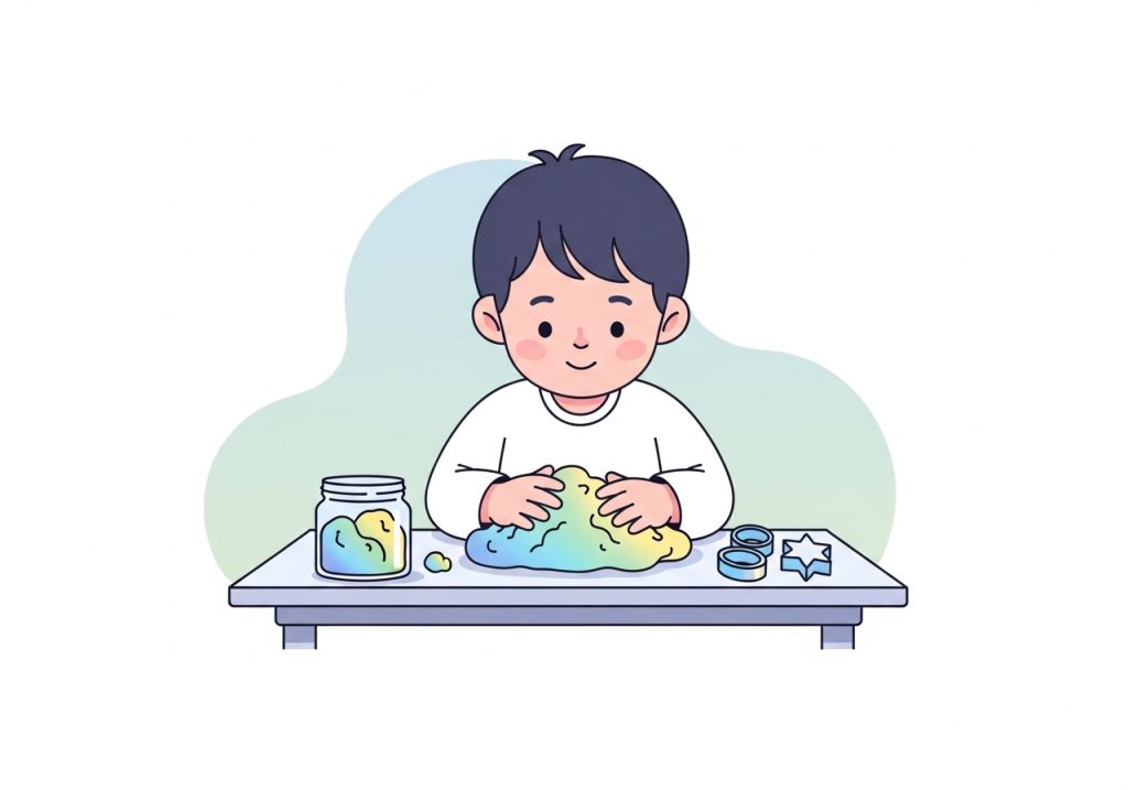 An illustration of a child enjoying a sensory activity, representing sensory-based potty training rewards.
